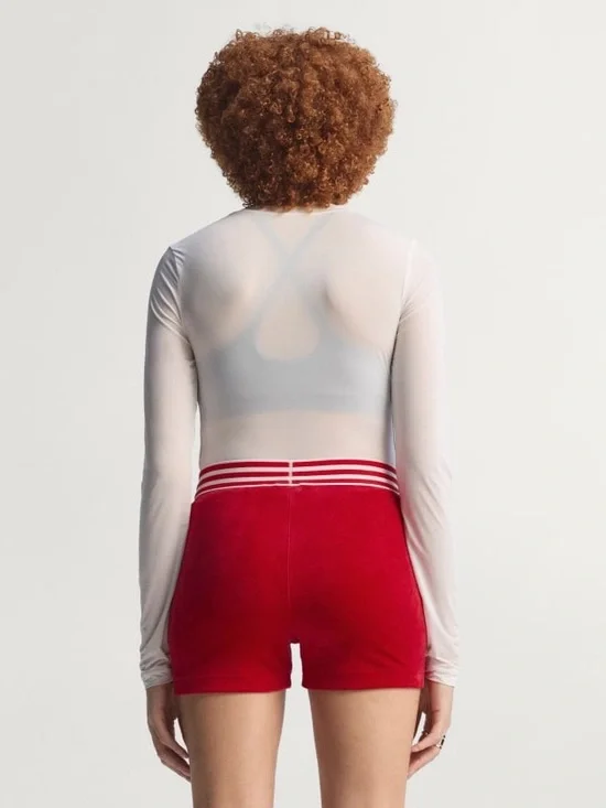 adidas WINTERIZED BOOTY SHORTS Red High-Rise Athletic Shorts - Picture 6 of 7